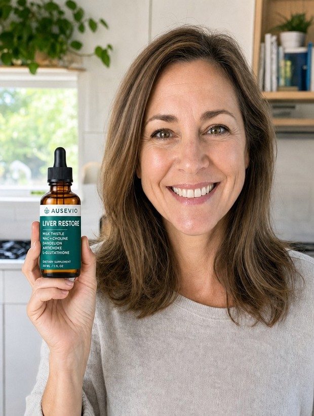 Ausevio customer holding a bottle of Ausevio Liver Restore